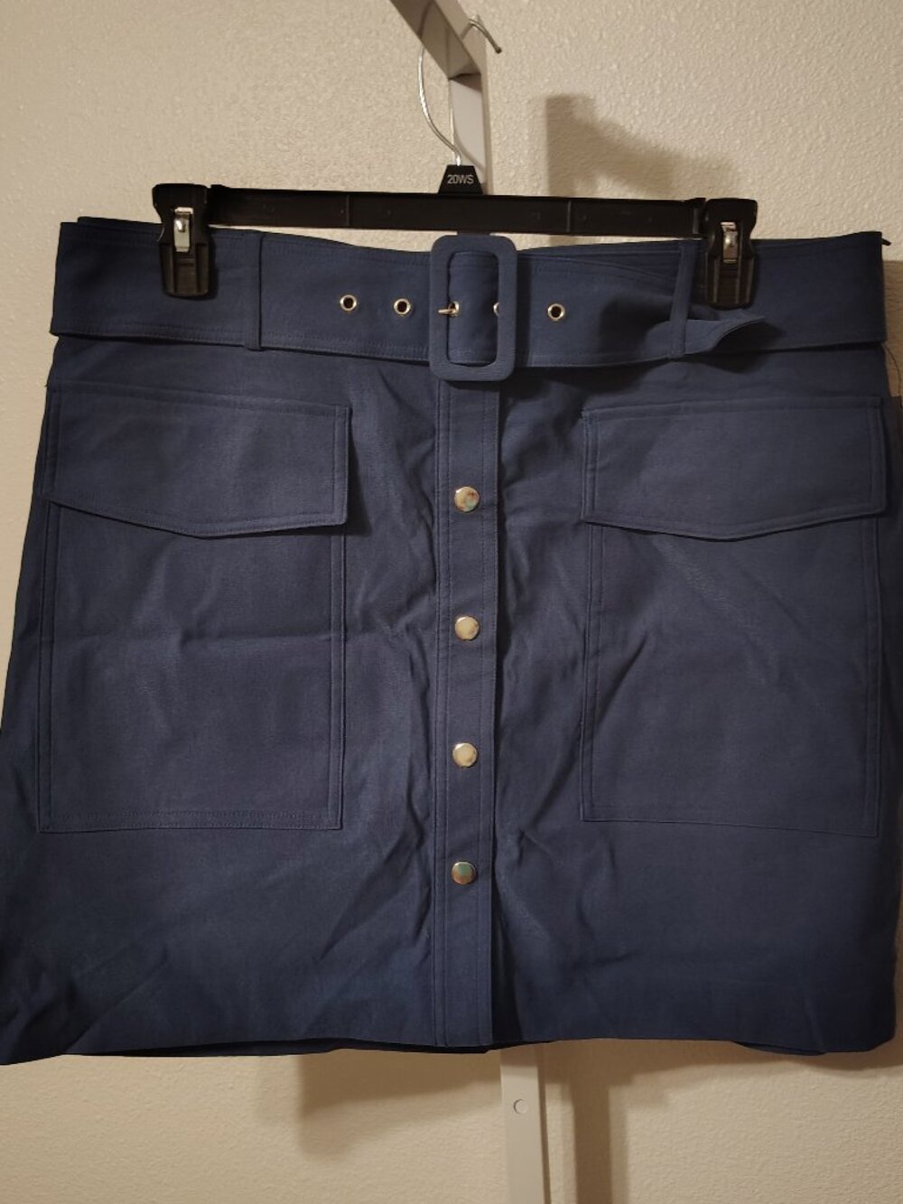 Nine West Women's Blue Belted Mini Skirt Size XL NWT Utility Y2K 90s Buttons